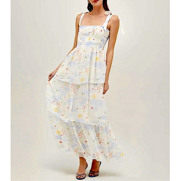 The Elise Layered Floral Georgette Nap Dress, NEW - Picture 1 of 14